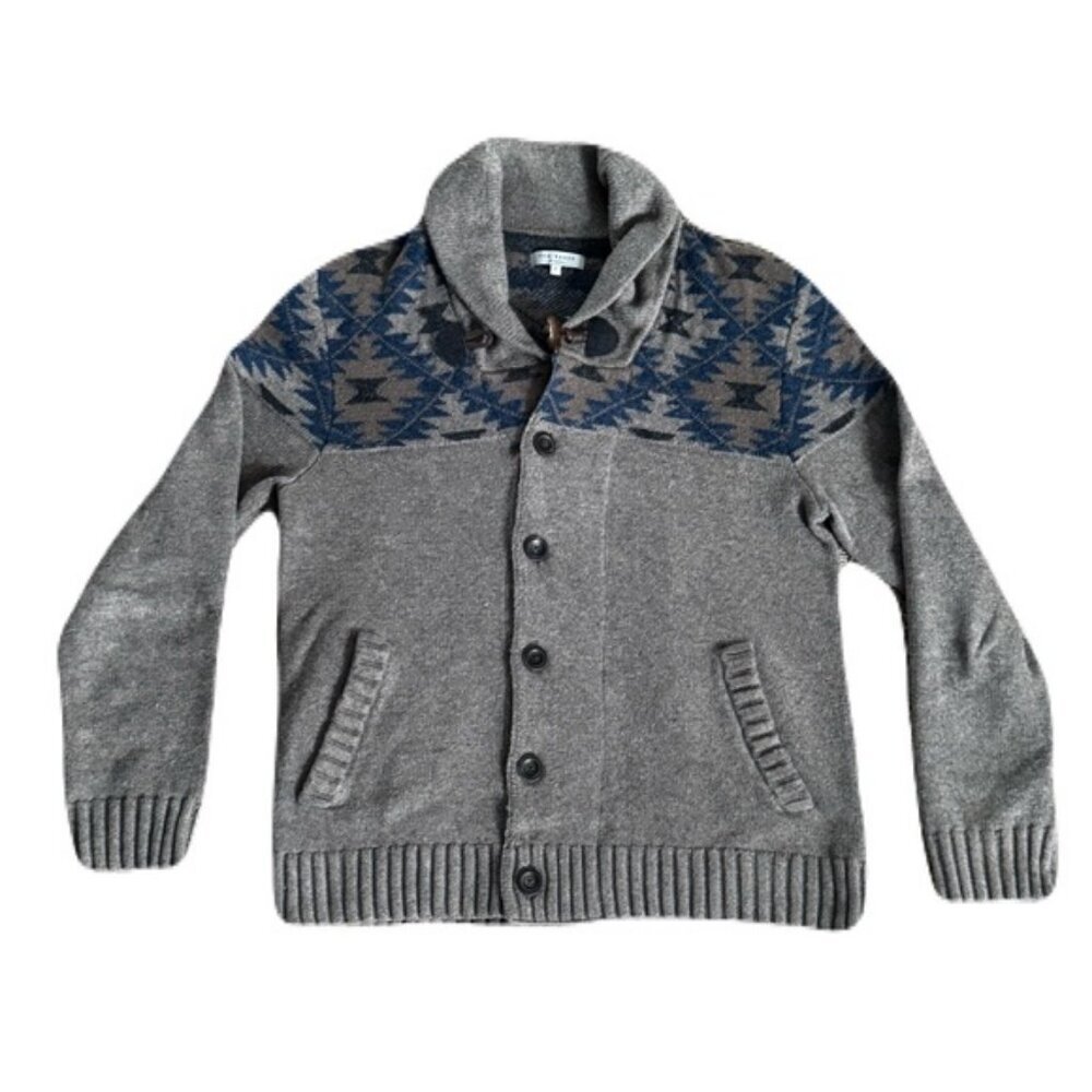 Ted Baker 4 Medium Brown Aztec Button Front Cowl Neck Sweater